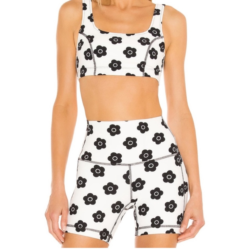 GIGI C Monochrome Floral Bike Shorts